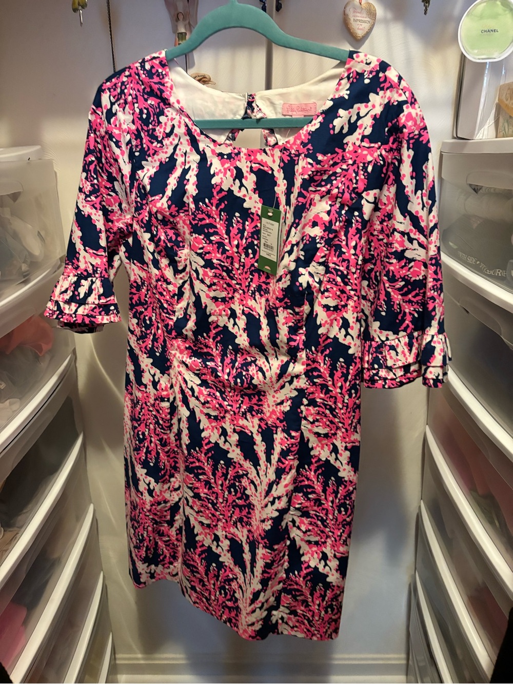 Lilly Pulitzer Navy Pink White Coral-Print Sheath Dress